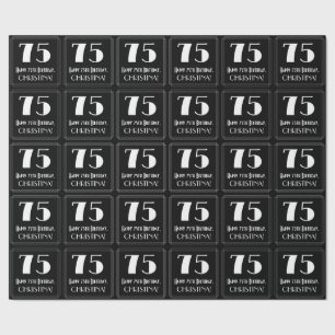 75th Birthday - Art Deco Inspired Look "75", Name Wrapping Paper