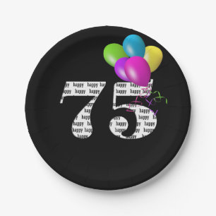 75th birthday balloon bouquet paper plate
