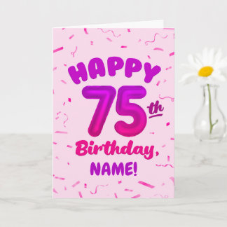 75th Birthday, Balloon Number, Customisable Name Card