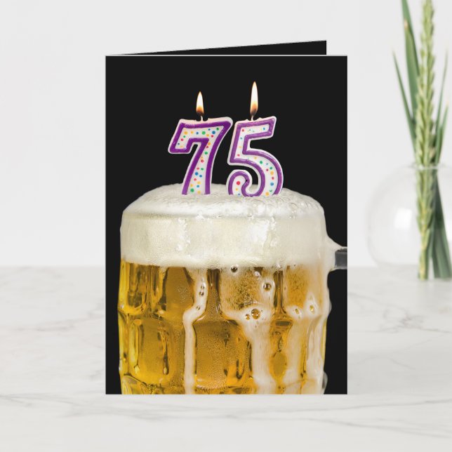 75th Birthday Beer on black Card (Front)