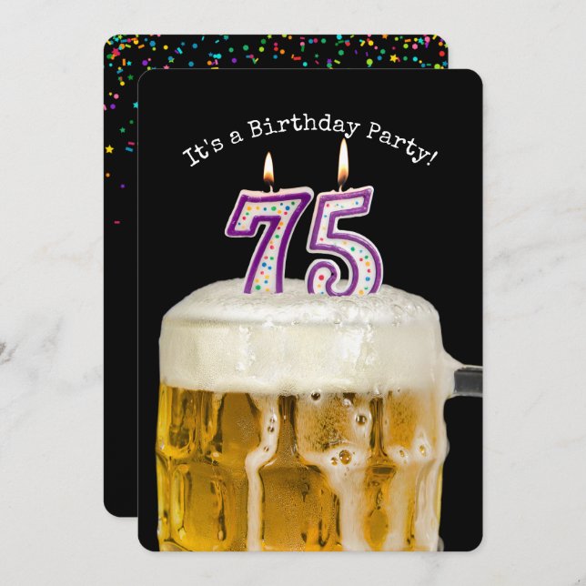 75th Birthday Beer Party Invitation (Front/Back)