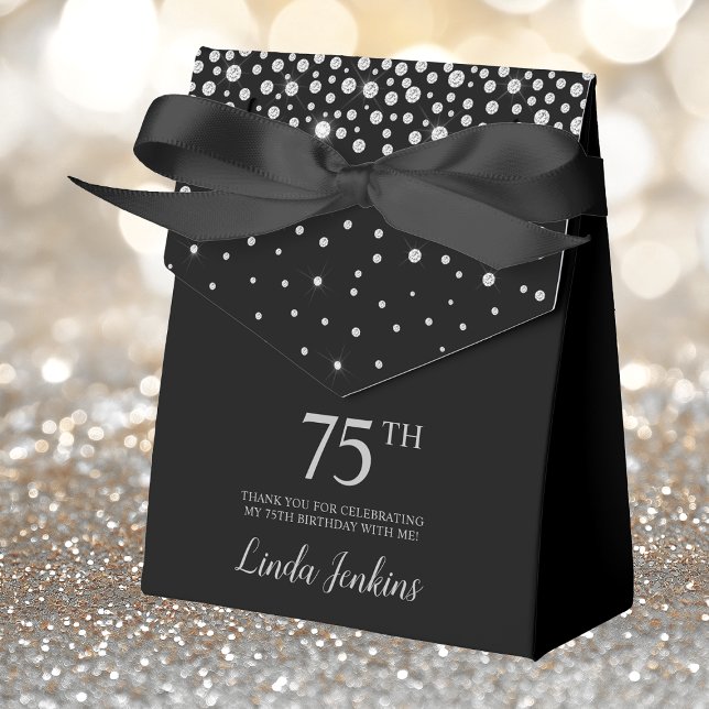 75th Birthday Black Sparkly Thank You Favour Box (Creator Uploaded)