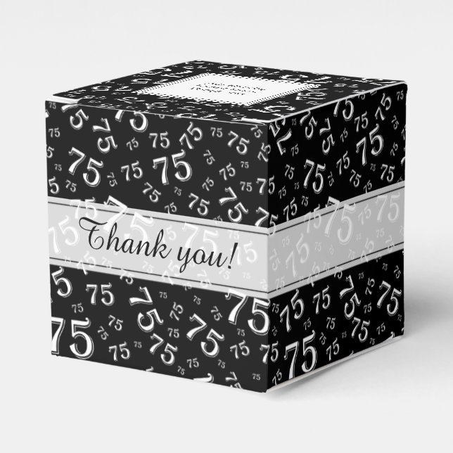 75th Birthday Black/White collage pattern Favour Box (Front Side)