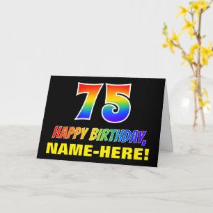 75th Birthday: Bold, Fun, Simple, Rainbow 75 Card