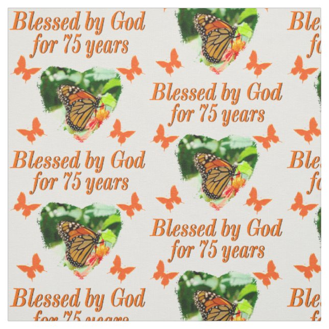 75TH BIRTHDAY BUTTERFLY DESIGN FABRIC (Swatch)