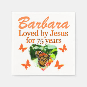75TH BIRTHDAY BUTTERFLY PERSONALIZED NAPKINS