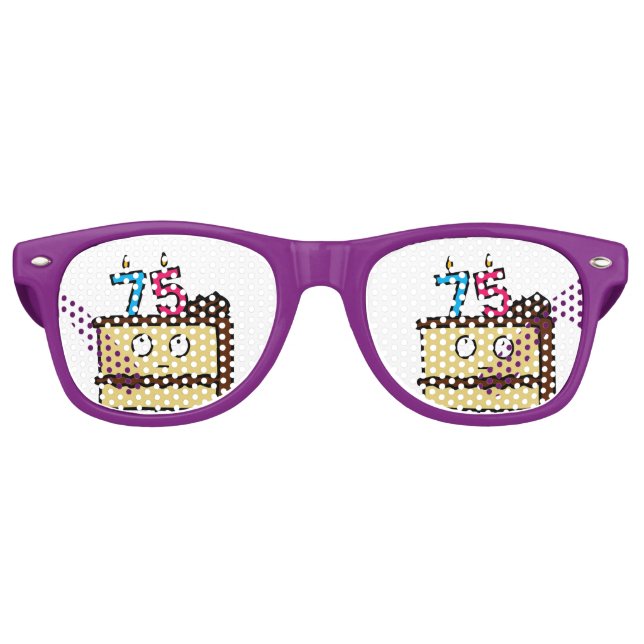 75th Birthday Cake with Candles Retro Sunglasses (Front)