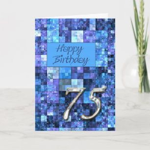 75th Birthday card with abstract squares.