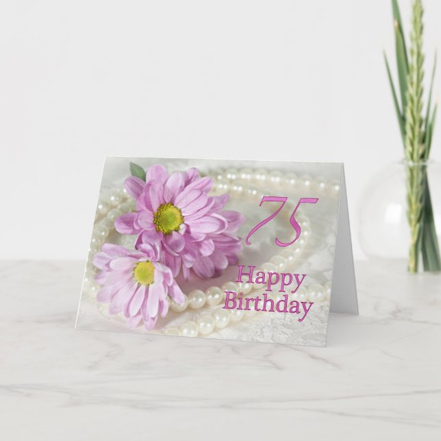 75th Birthday card with daisies (Front)