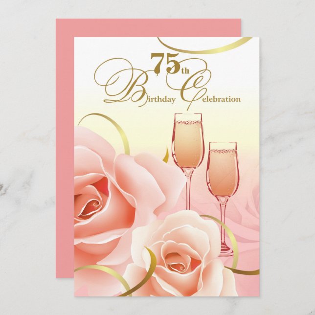 75th Birthday Celebration Custom Invitations (Front/Back)