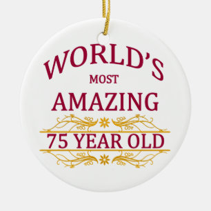 75th. Birthday Ceramic Ornament