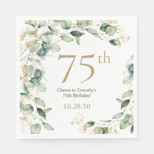75th Birthday Eucalyptus Napkin