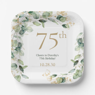 75th Birthday Eucalyptus Paper Plate