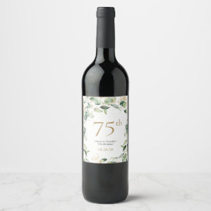 75th Birthday Eucalyptus Wine Label