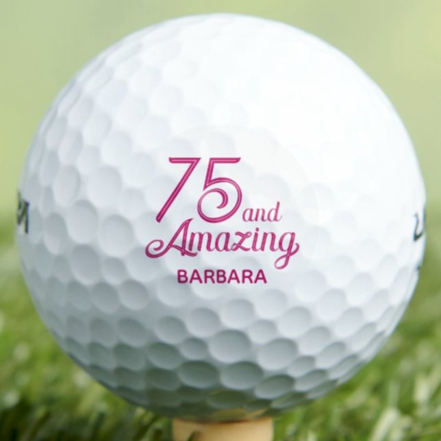 75th Birthday Gift - 75 and Amazing Elegant Pink Golf Balls (Creator Uploaded)