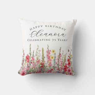 75th Birthday Gift August Birth Flower Custom Cushion