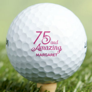 75th Birthday Gift Elegant Pink Custom Keepsake Golf Balls