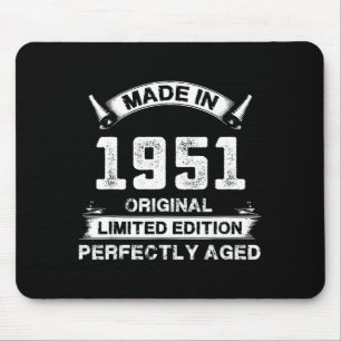 75th Birthday Gift For Legends Made In 1951 75 Yea Mouse Pad