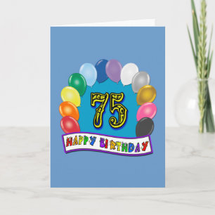 75th Birthday Gifts with Assorted Balloons Design Card