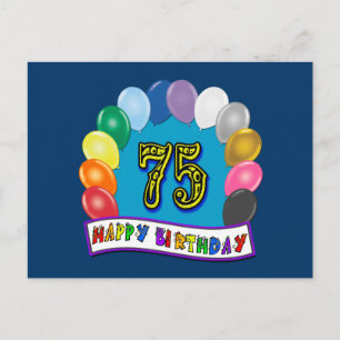 75th Birthday Gifts with Assorted Balloons Design Postcard