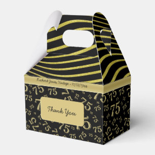 75th Birthday Gold and Black Collage Pattern Favour Box