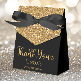 75th Birthday Gold Glitter Thank You Favour Box