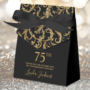 75th Birthday Gold Swirls Thank You  Favour Box