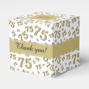 75th Birthday Gold/White collage pattern Favour Box