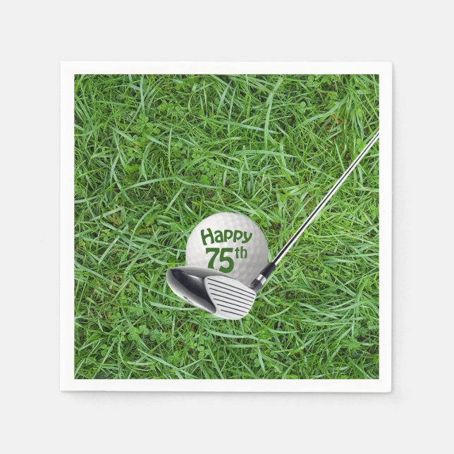 75th Birthday Golf Ball and Club Napkins (Front)