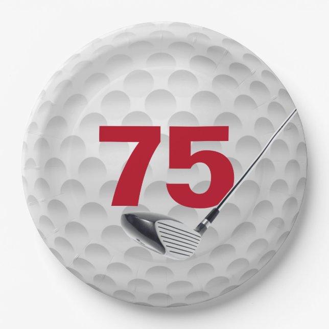 75th Birthday Golf Ball Design Paper Plate (Front)