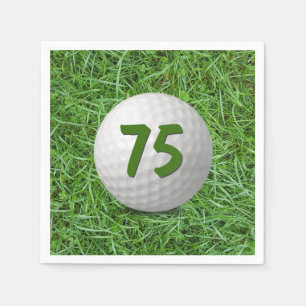 75th Birthday Golf Ball on Grass Napkin