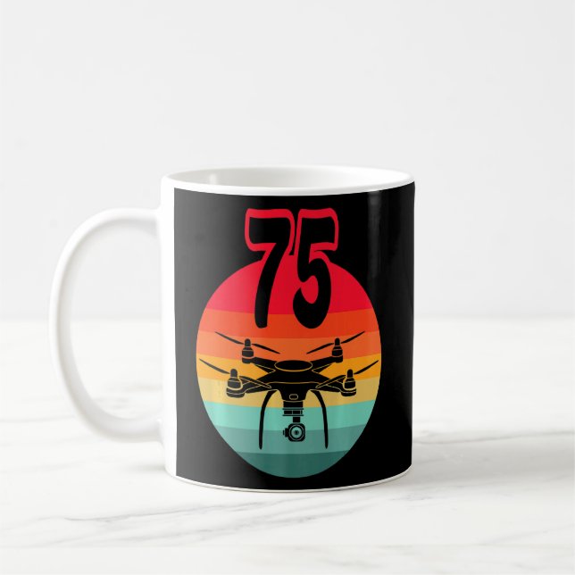 75th Birthday I Retro Remote Control Drones With C Coffee Mug (Left)