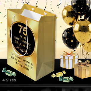 75th Birthday Ideas for Him or Her. 75th birthday Medium Gift Bag