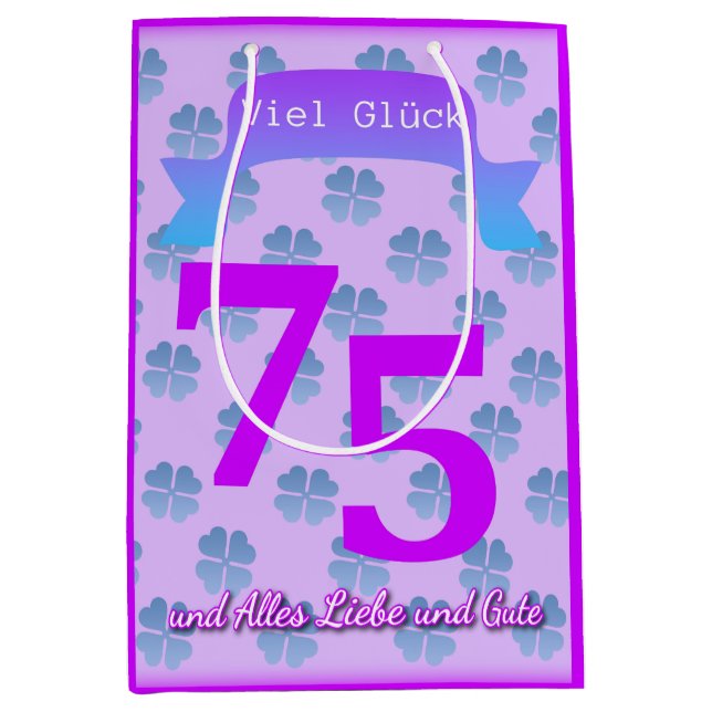 75th Birthday In German Gift Bag (Front)