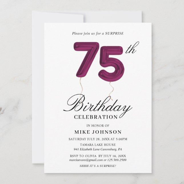 75th Birthday Invitation (Front)