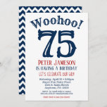 75th Birthday Invitation Mens Navy Blue<br><div class="desc">A funny and striking 75th birthday invitation for a husband,  friend,  father or grandad.</div>