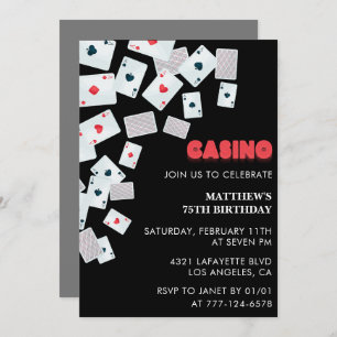 75th birthday invitations Men Poker Casino Vegas