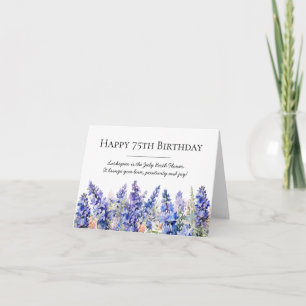 75th Birthday July Birth Month Flower Larkspur Card