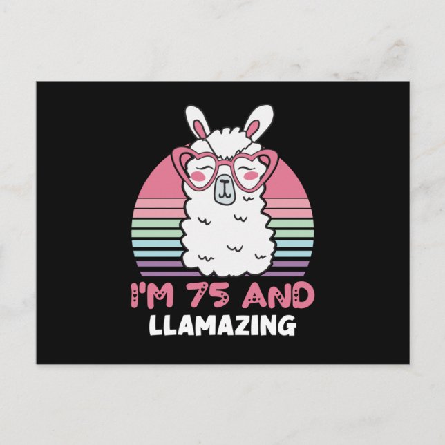 75th Birthday Llamazing Llama 75 Year Old Birthday Postcard (Front)