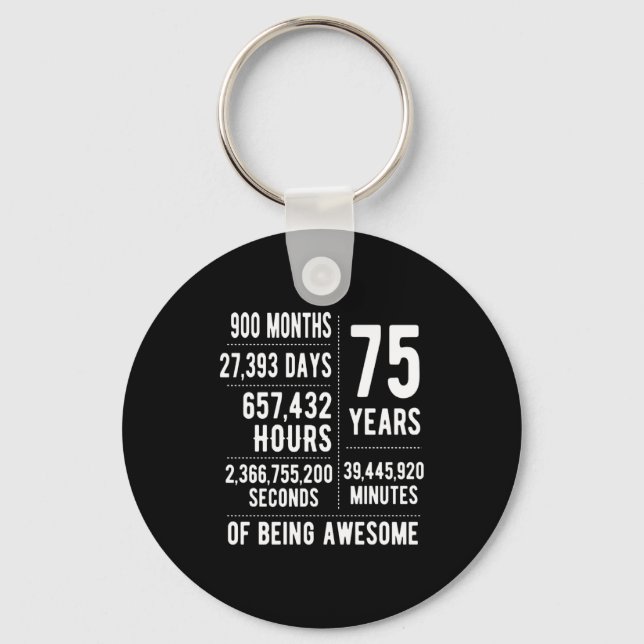 75th Birthday Men Women Funny 75 Years Old  Key Ring (Front)