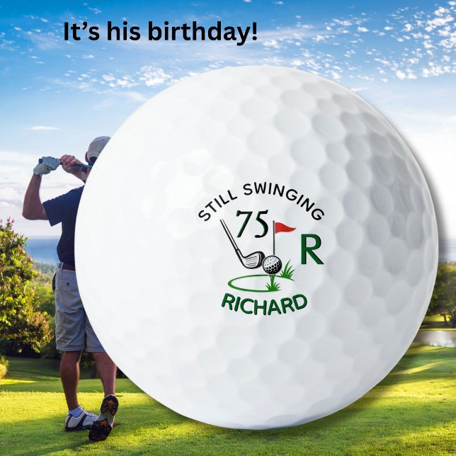 75th Birthday Men's Monogram Name Golf Balls (Creator Uploaded)