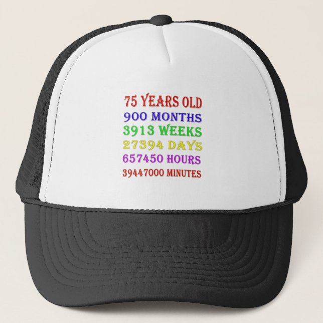 75th Birthday Milestones Trucker Hat (Front)