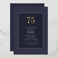 75th Birthday Minimal Elegant Dark Gold Frame
