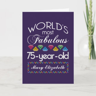 75th Birthday Most Fabulous Colourful Gems Purple Card