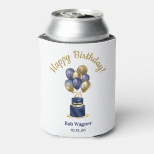 75th Birthday Navy Blue Balloon Cake Can Cooler