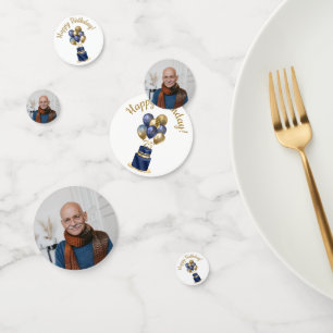 75th Birthday Navy Blue Balloon Cake Confetti