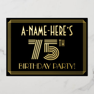 75th Birthday Party — Art Deco Style “75” + Name
