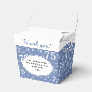 75th Birthday Party Blue/White Number Pattern Favour Box