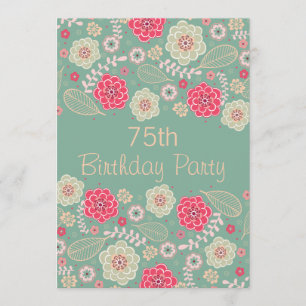 75th Birthday Party Chic Funky Modern Floral Invitation