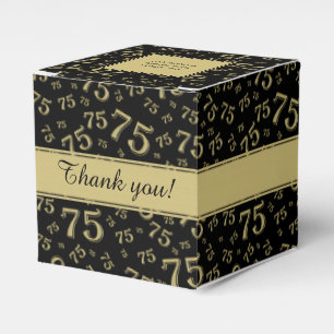 75th Birthday Party Gold/Black Number pattern Favour Box